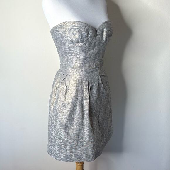 Peter Som Silver Metallic Strapless Mini Dress - Picture 3 of 11